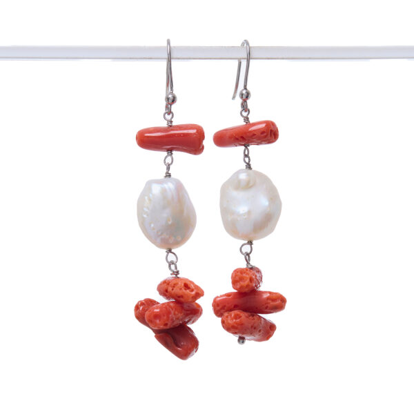 Orecchini in Corallo rosso e Perle