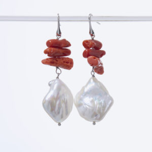 Orecchini in Corallo rosso e Perle