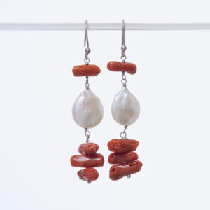 Orecchini in Corallo rosso e Perle