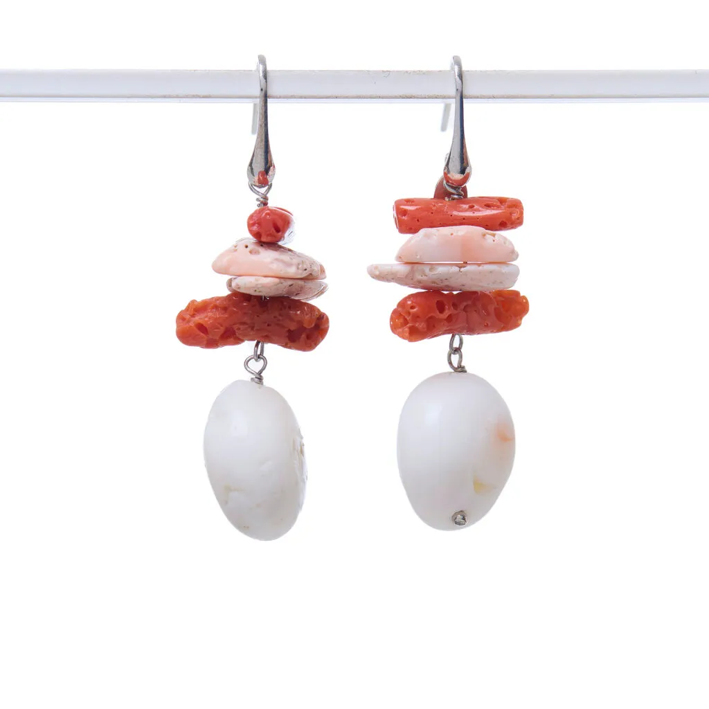 Orecchini in Corallo rosso e pelle d'Angelo