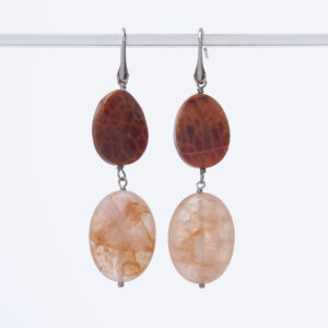 Orecchini a due elementi in Agata di Fuoco e Quarzo Ematoide