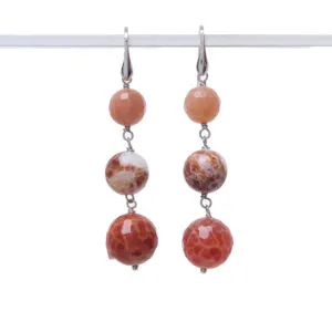 Orecchini in Agata di Fuoco e Pietra di Luna