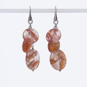 Orecchini in Quarzo Ematoide ed Agata di Fuoco