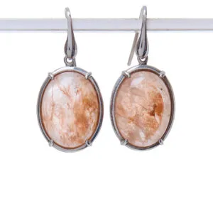 Orecchini con Cabochon in Quarzo Ematoide