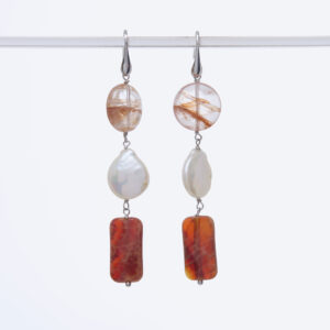 Orecchini in Agata di Fuoco e Quarzo Ematoide
