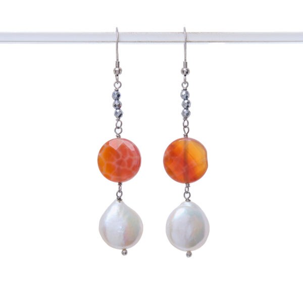 Orecchini in Agata di Fuoco e Quarzo Ematoide
