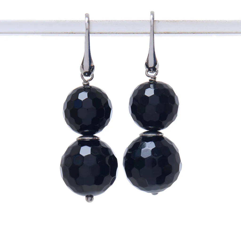 Orecchini in Agata Nera sfaccettata