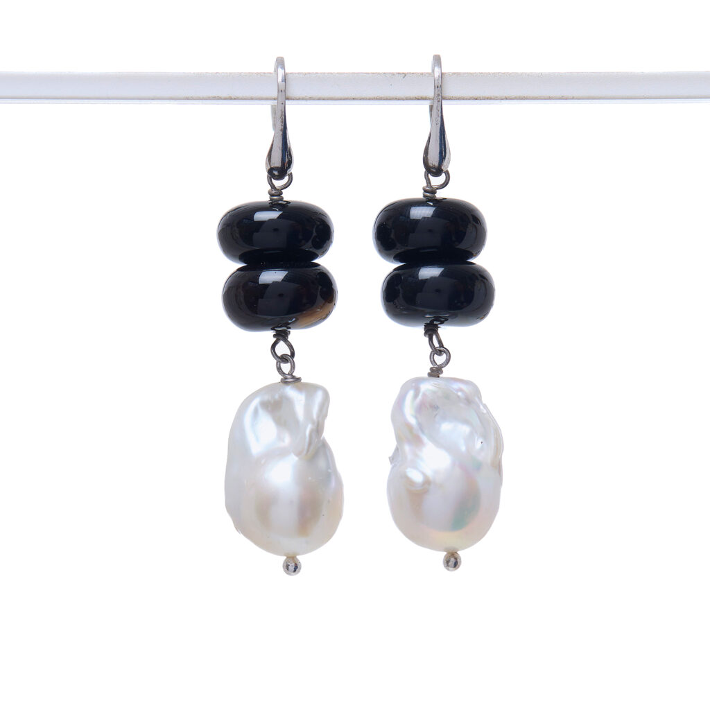 Orecchini con Perle ed Agata Nera