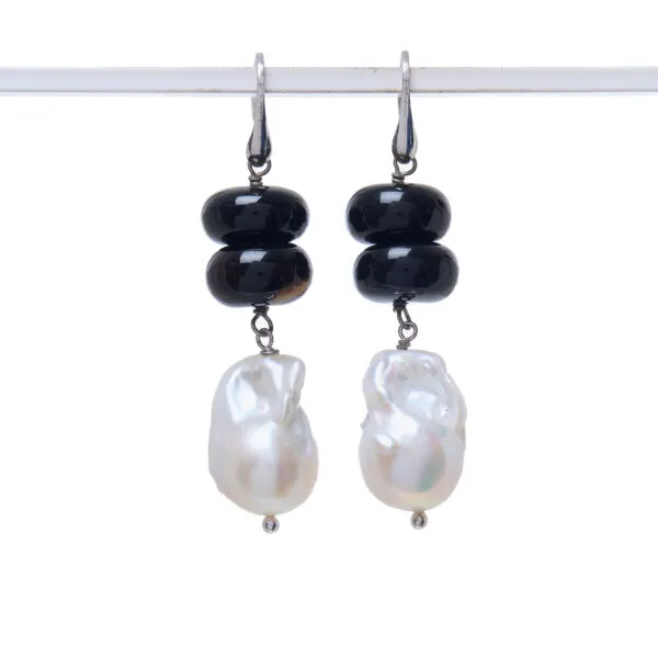 Orecchini con Perle ed Agata Nera