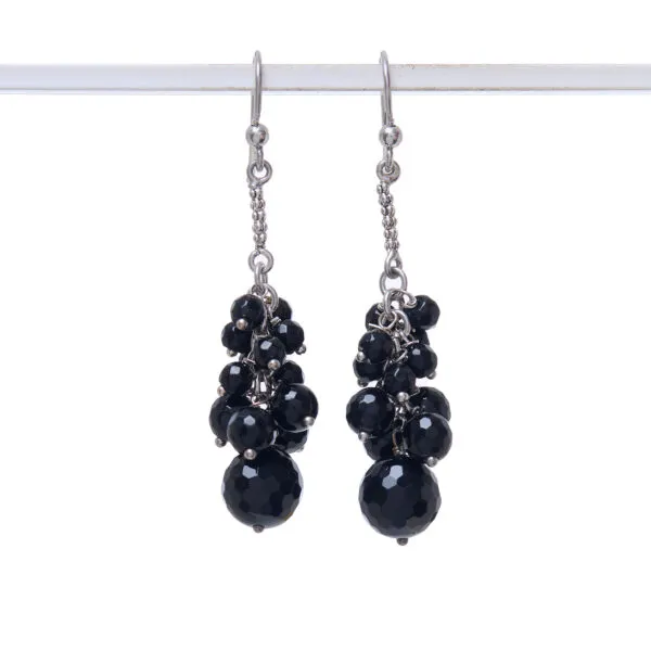 Orecchini in Agata Nera a grappolo ed Argento