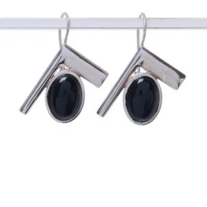 Orecchini in Agata Nera ed elementi in Argento