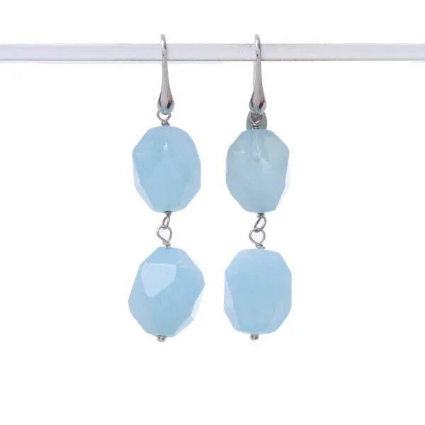 Boucles d'oreilles aigue-marine et argent
