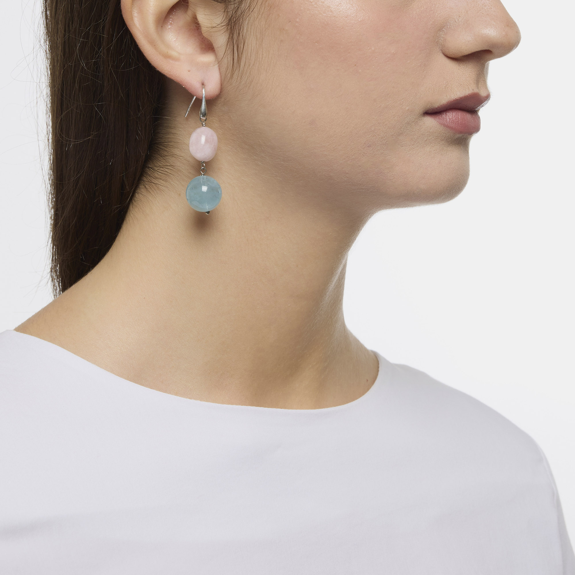 Morganiet en aquamarijn oorbellen Morganiet en aquamarijn oorbellen