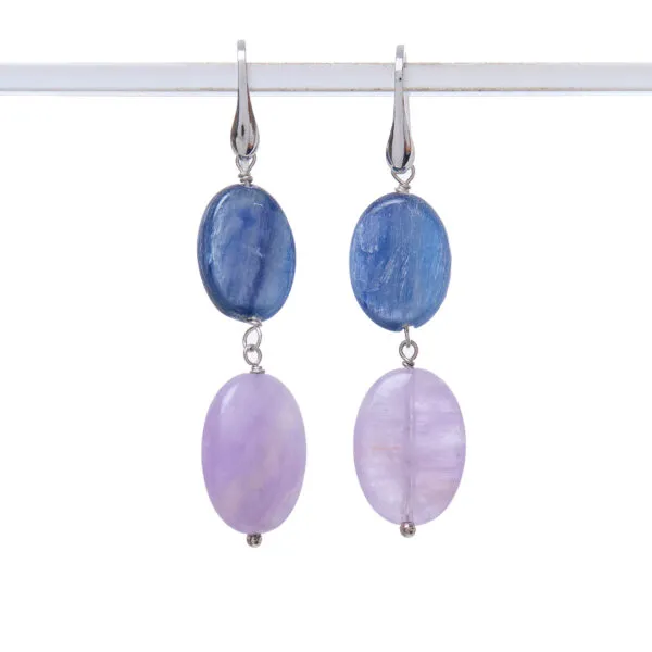 Boucles d'oreilles en disthène et améthyste
