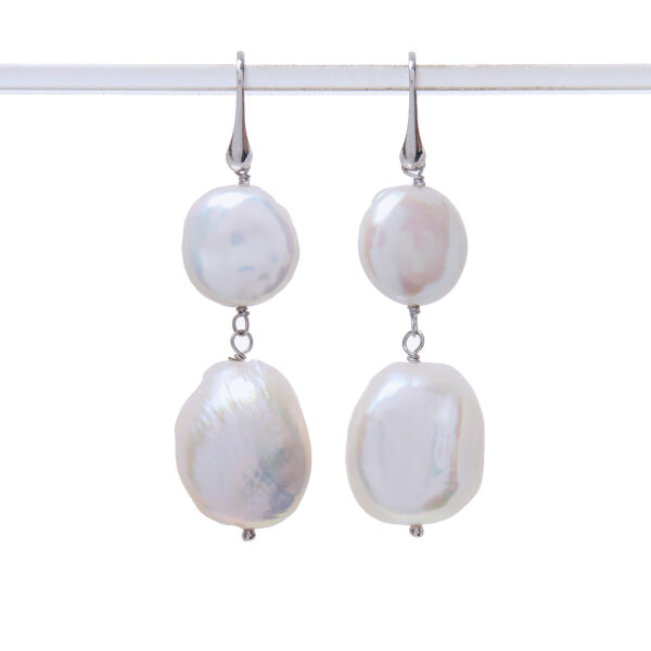 Orecchini in Perle Bianche Piatte