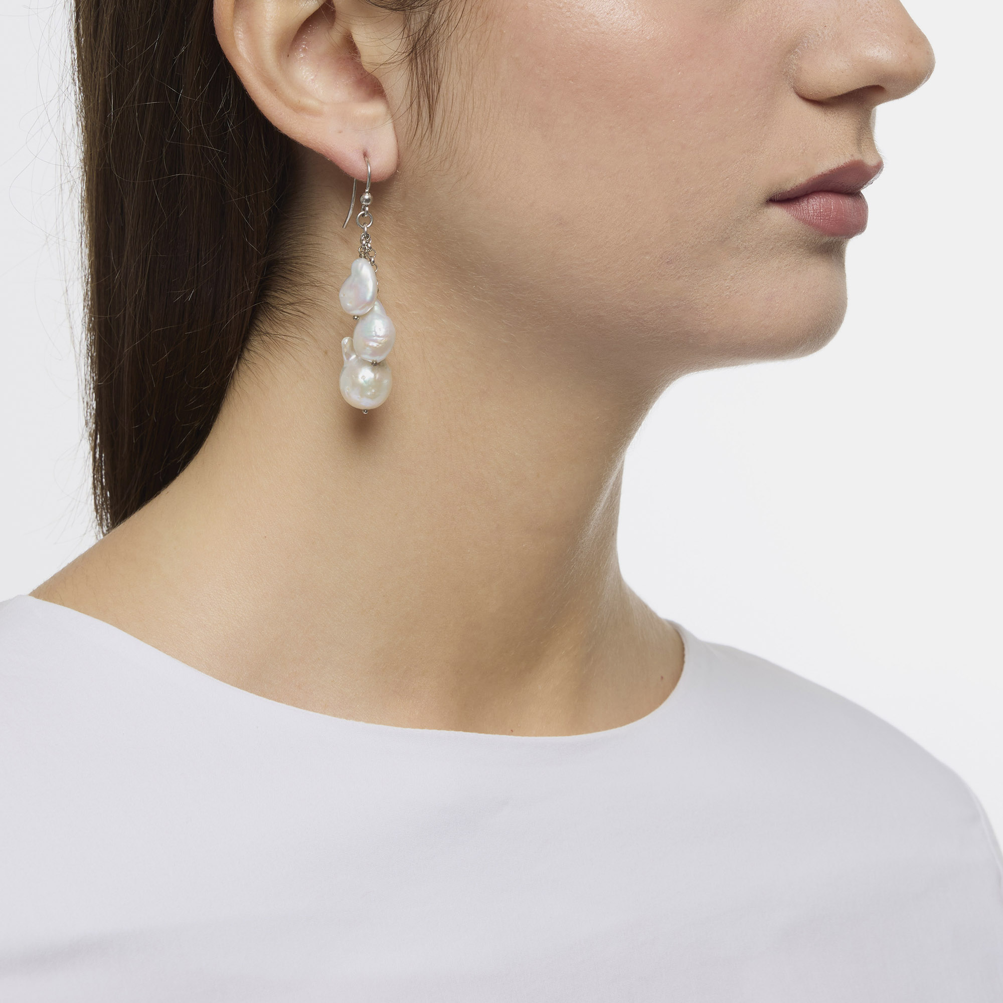 Oorbellen met parel en zilver Oorbellen met parel en zilver