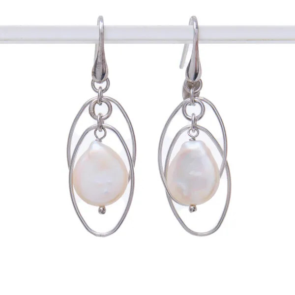 Orecchini con Perle e catena in Argento