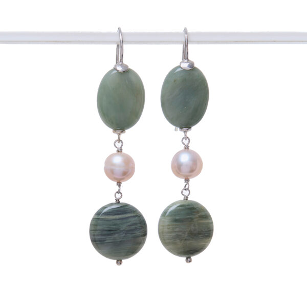 Orecchini in Agata Salvia e Perle