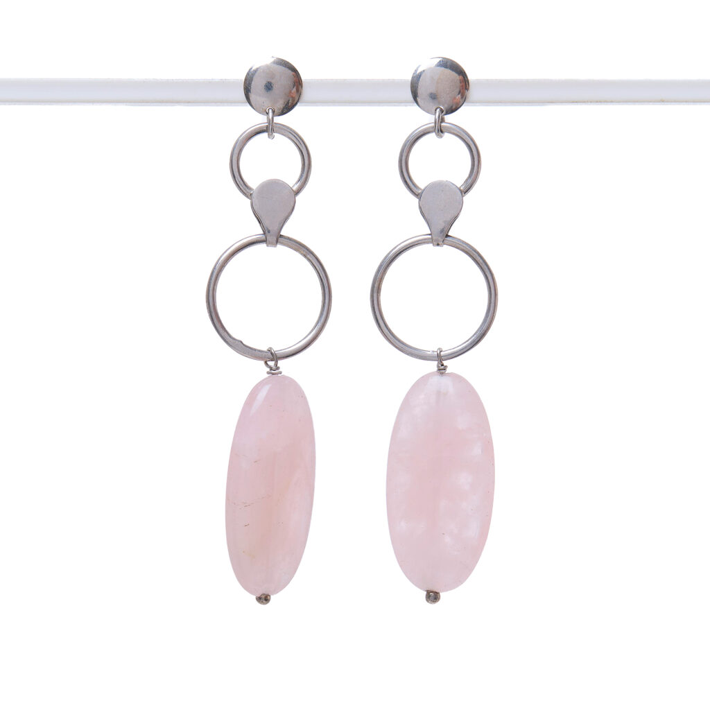 Orecchini in Quarzo Rosa ed Argento