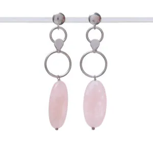 Orecchini in Quarzo Rosa ed Argento