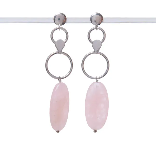 Orecchini in Quarzo Rosa ed Argento