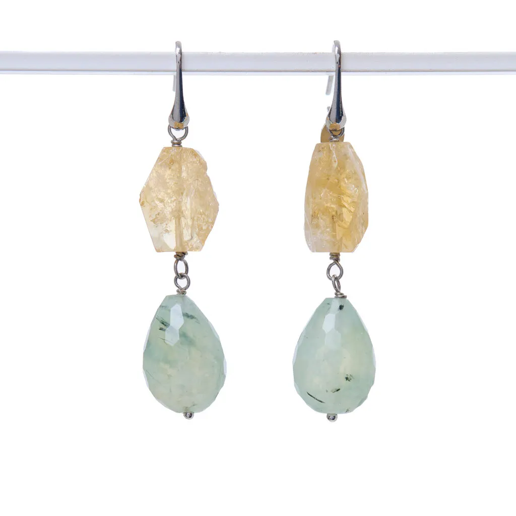 Orecchini in Prehnite e Quarzo Citrino