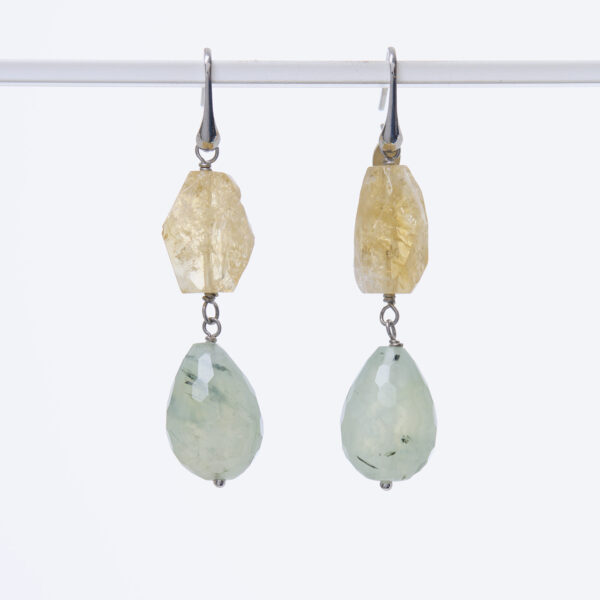 Orecchini in Prehnite e Quarzo Citrino