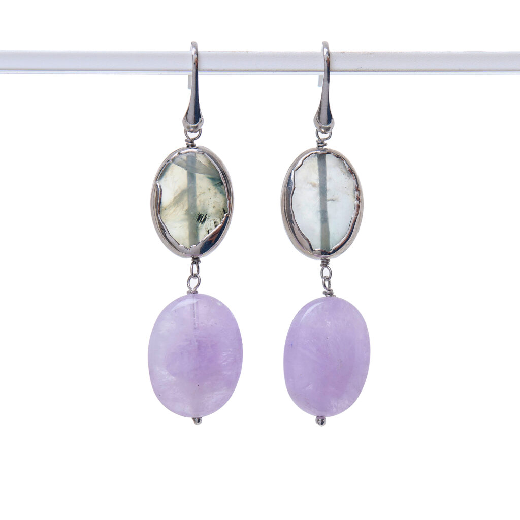 Orecchini in Ametista e Prehnite Scontornata