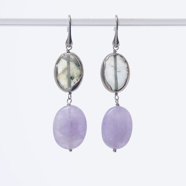 Orecchini in Ametista e Prehnite Scontornata