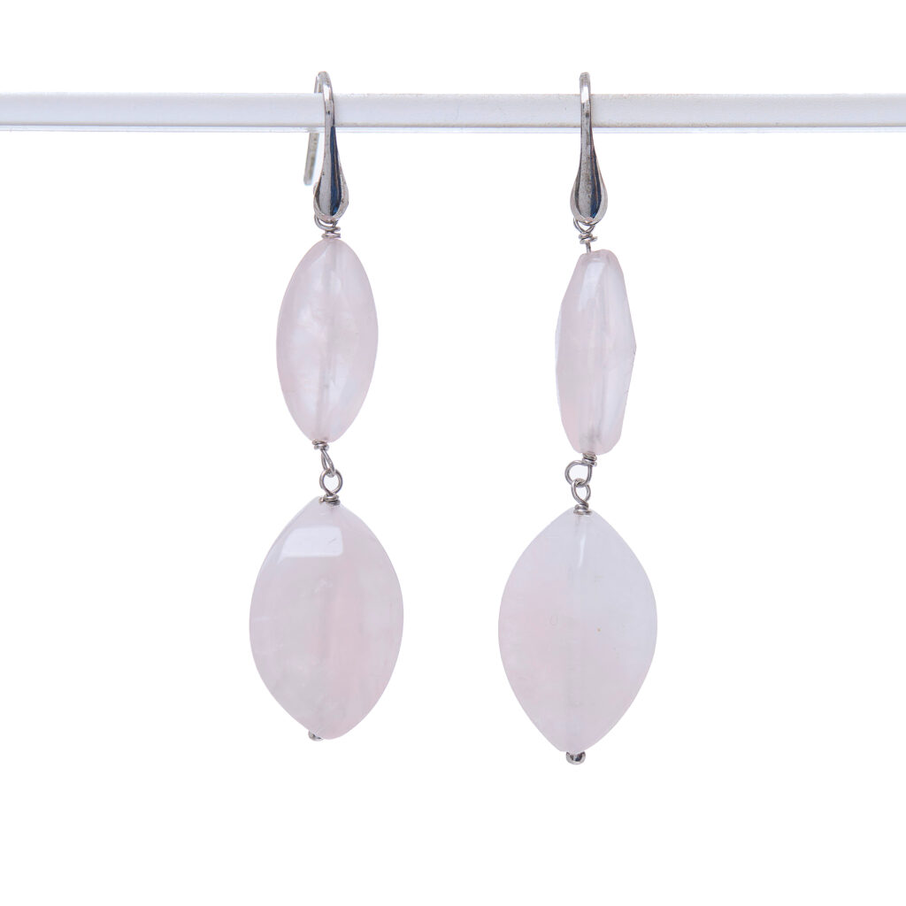 Orecchini in Quarzo rosa ed Argento