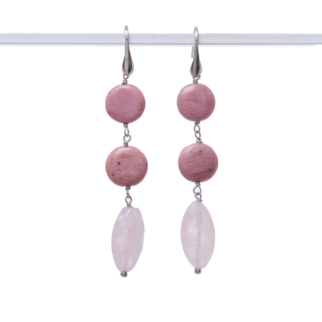 Orecchini in Rodonite e Quarzo Rosa