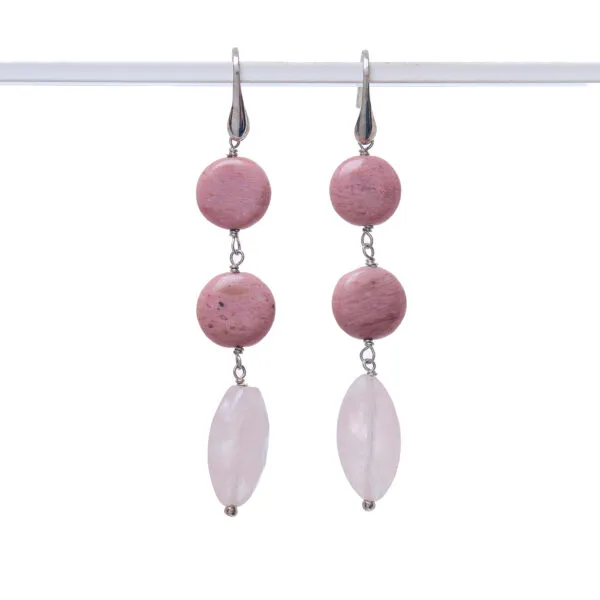Orecchini in Rodonite e Quarzo Rosa