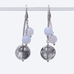 Orecchini in Calcedonio e Quarzo Grigio Scontornato