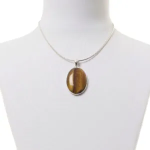 Tijgeroog hanger met zilver