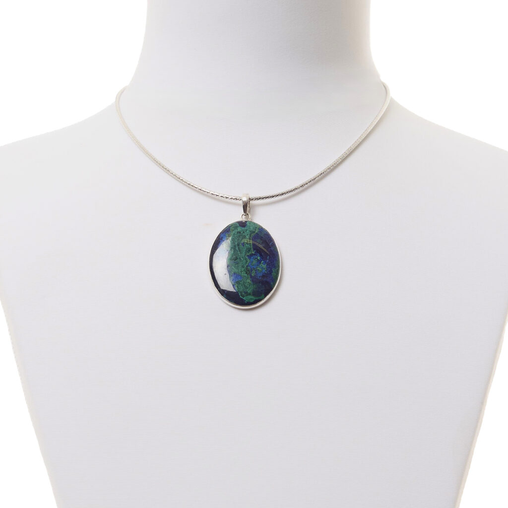 Ciondolo in Azzurrite Malachite con Argento