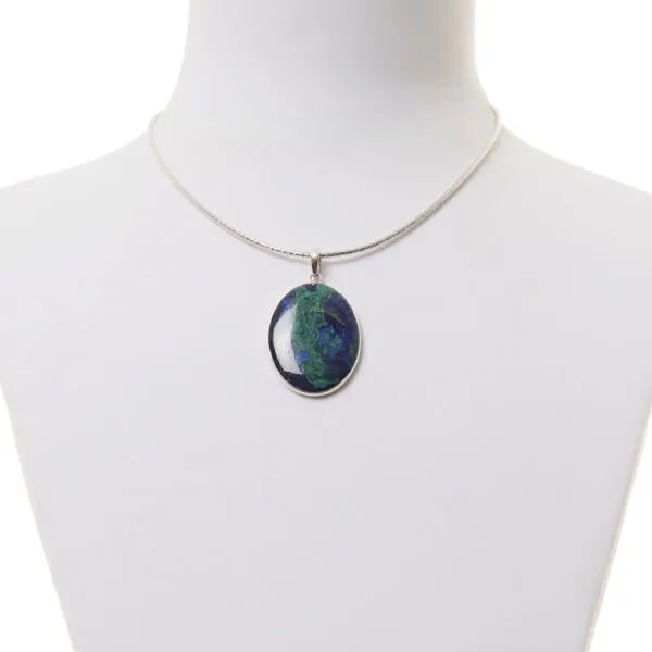 Ciondolo in Azzurrite Malachite con Argento