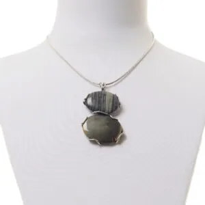 Ciondolo composto in Agata Salvia e Diaspro