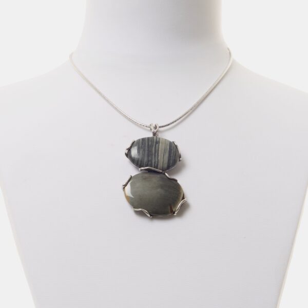 Ciondolo composto in Agata Salvia e Diaspro