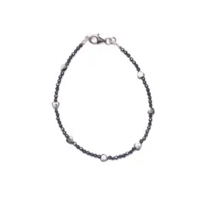 Bracciale in Ematite naturale con elementi a Cuore