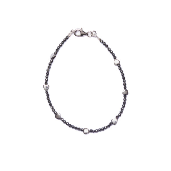 Bracciale in Ematite naturale con elementi a Cuore