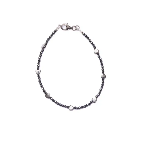 Bracciale in Ematite naturale con elementi a Cuore