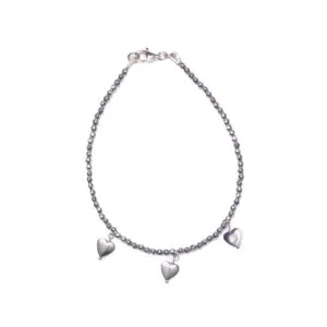 Bracciale in Ematite Rodiata con elementi Charms a Cuore