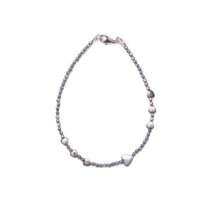 Bracciale in Ematite Rodiata con elementi a Cuore