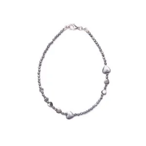 Bracciale in Ematite Rodiata con elementi a Cuore