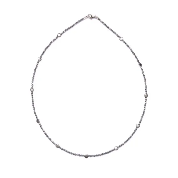 Collana in Ematite Rodiata con elementi a Cuore