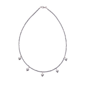 Collana in Ematite Rodiata con elementi Charms a Cuore