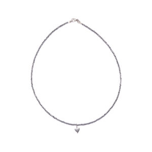 Collana in Ematite Rodiata con elemento Charms a Cuore