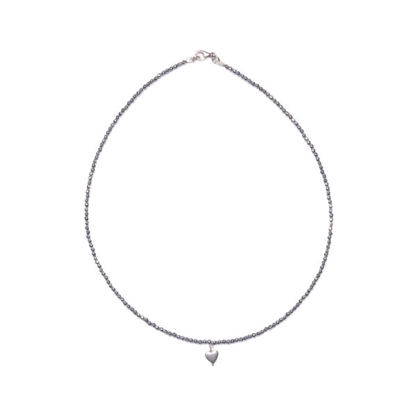 Collana in Ematite Rodiata con elemento Charms a Cuore