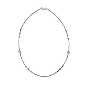 Collana in Ematite Rodiata con elementi a Cuore