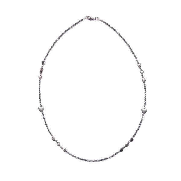 Collana in Ematite Rodiata con elementi a Cuore